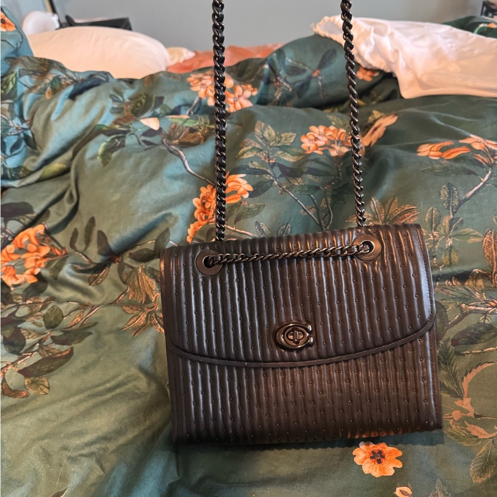 Black leather Coach crossbody